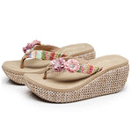 Flower Wedge Slippers