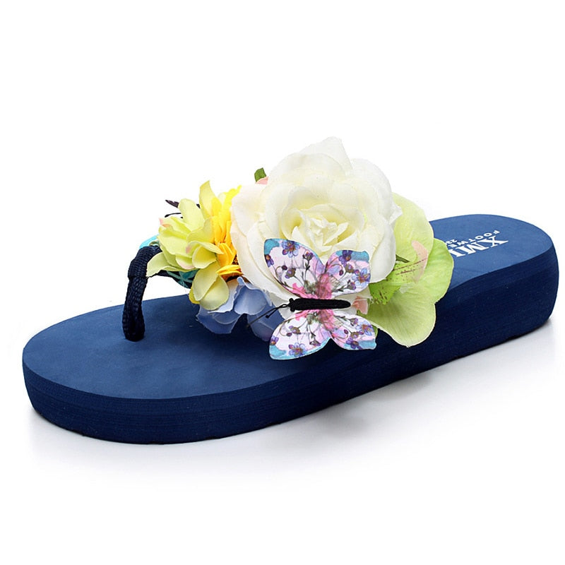 Flowers And Butterfly Slippers